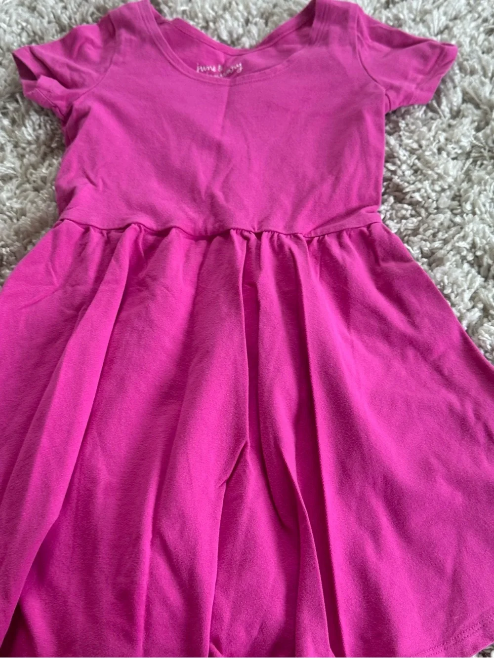 June and January Girls Hot Pink Short Sleeve Skater Dress